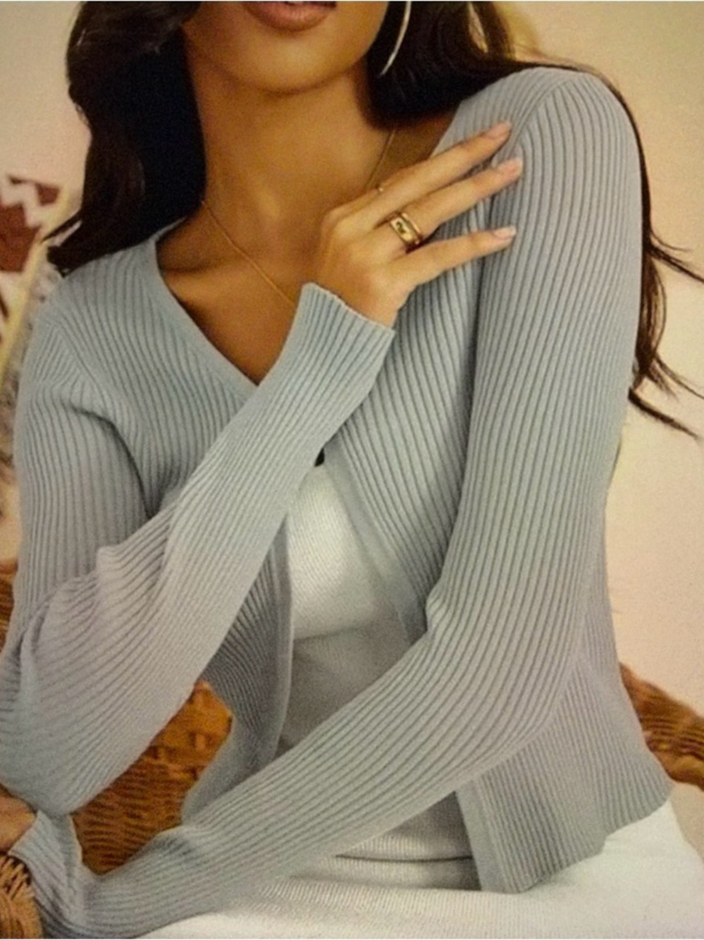 New Jesdani woman M shrug sweater‎ open front long sleeve cardigan  cropped